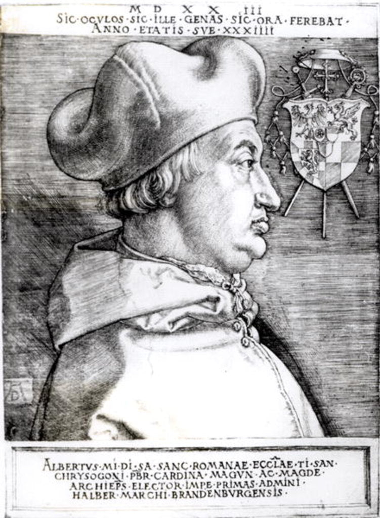 Detail of Portrait of Albert, Cardinal Elector of Mainz, 1523 by German School