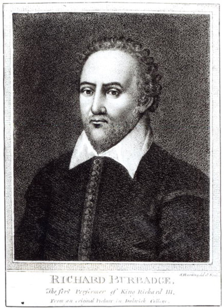 Detail of Portrait of Richard Burbadge by Samuel Harding