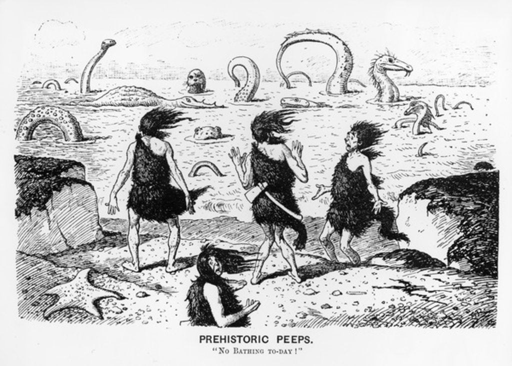 Detail of Prehistoric Peeps, 'No Bathing Today', 1884 by Edward Tennyson Reed