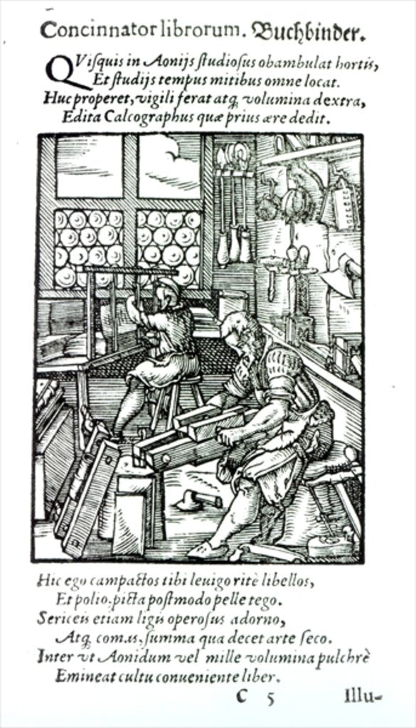 Detail of The Bookbinder, published by Hartman Schopper by German School