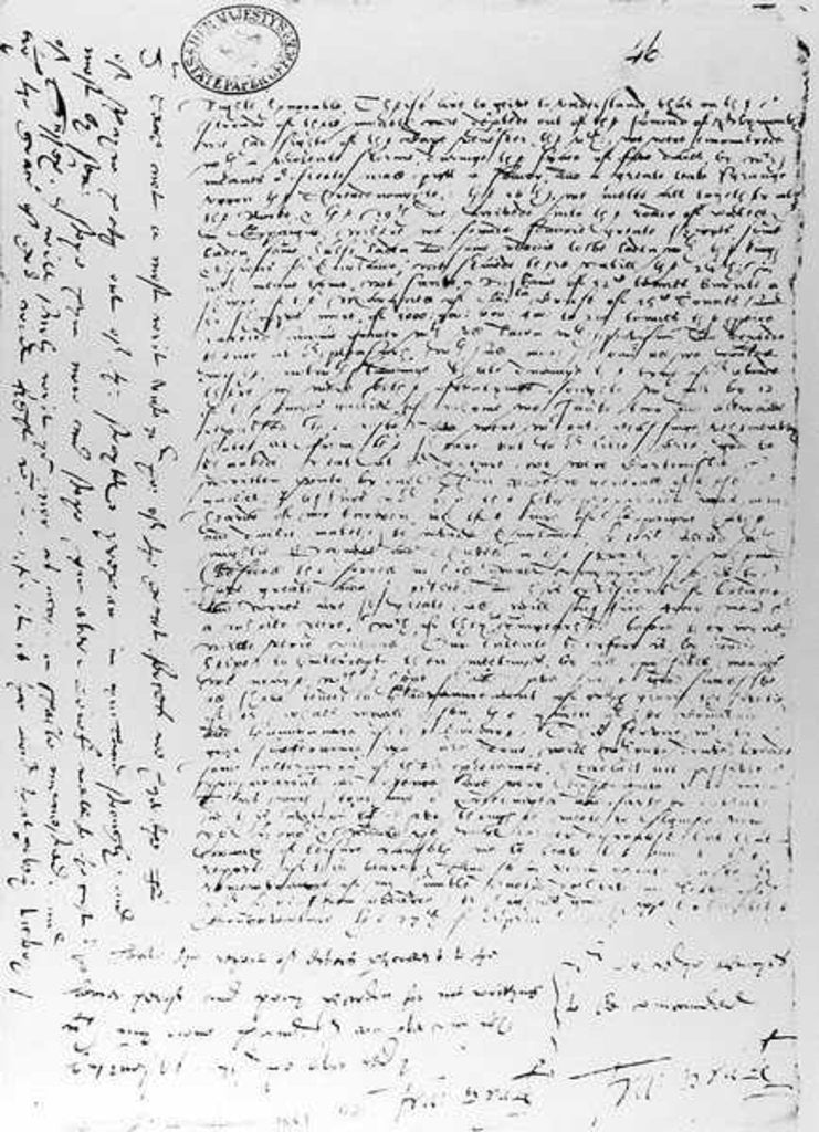 Detail of The written dispatches of Sir Francis Drake from Cadiz, 1587 by English School