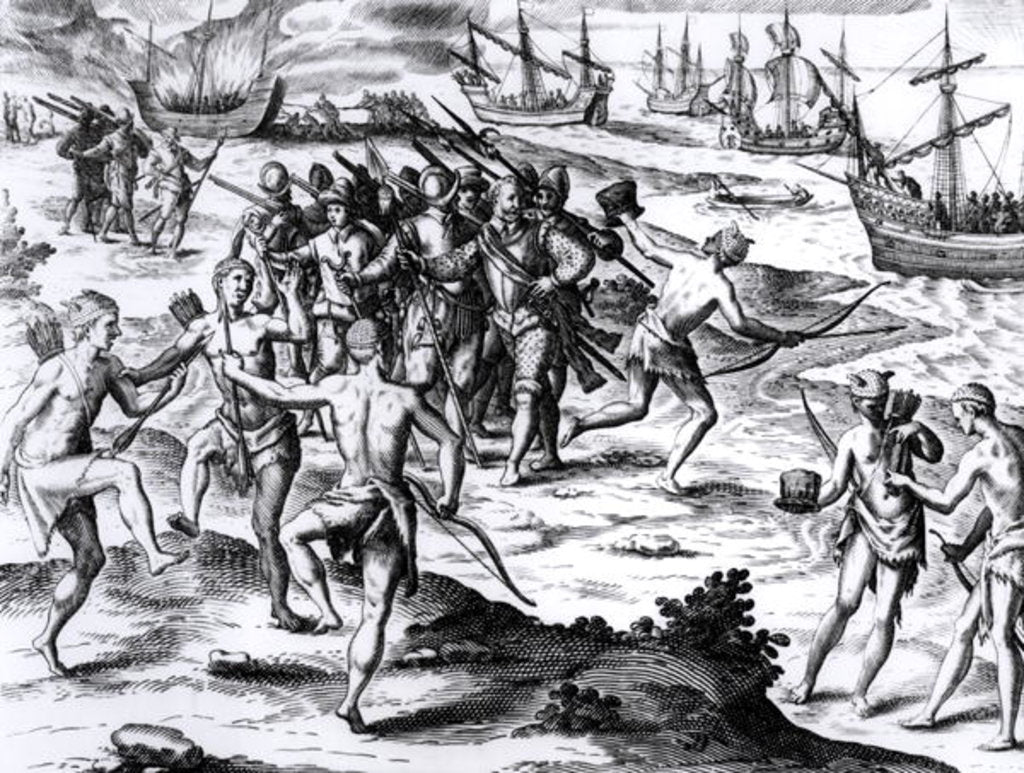 Detail of Francis Drake in the New World by English School