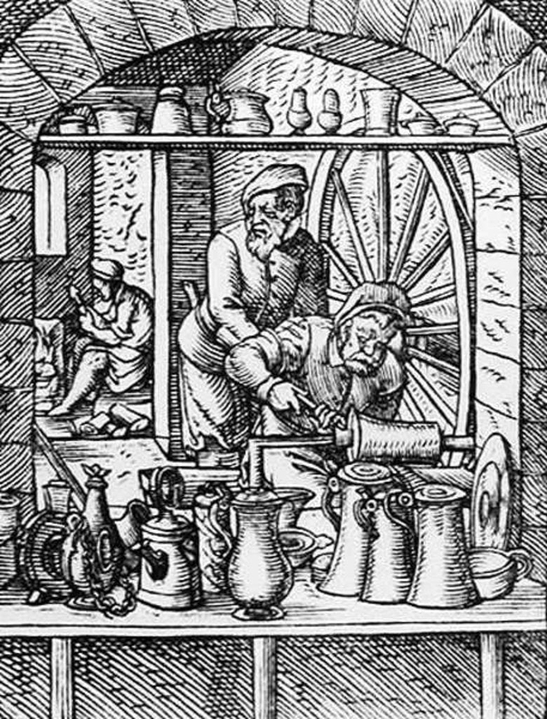 Detail of The Tankard Maker, published by Hartman Schopper by German School