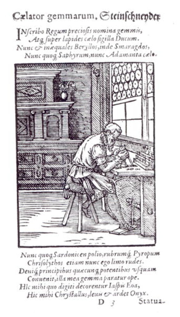 Detail of The Gem Engraver, published by Hartman Schopper by German School
