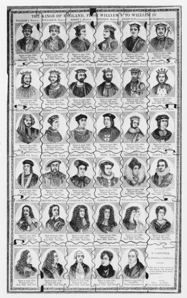 Detail of A Kings of England Jigsaw from William I to William IV by English School