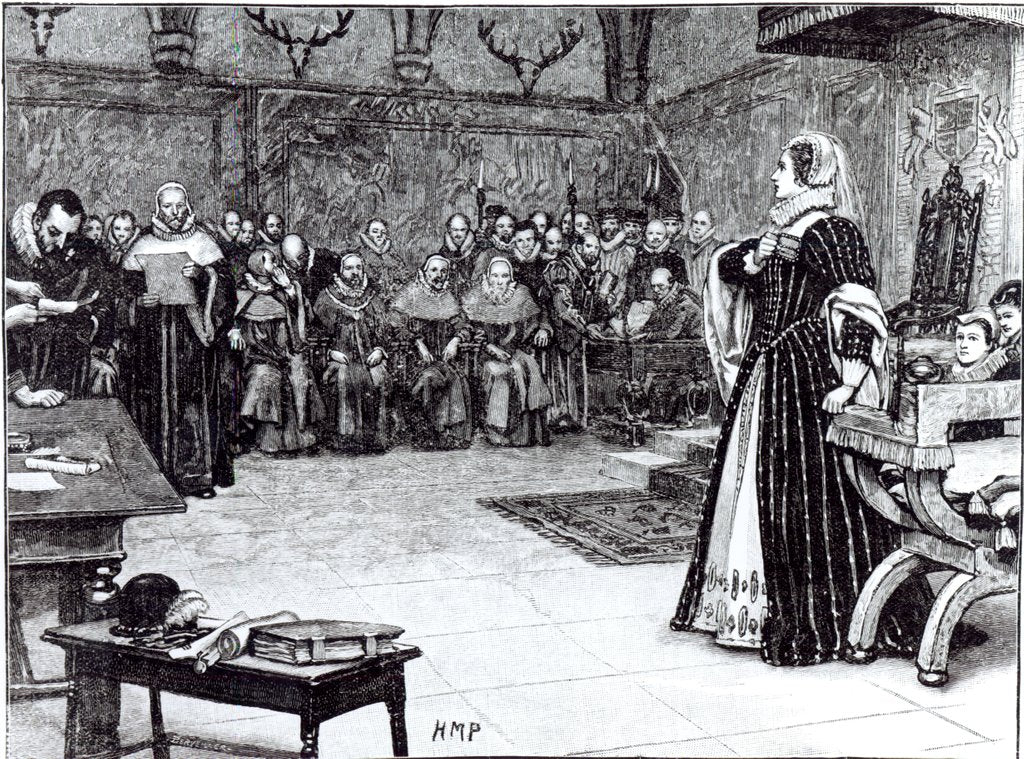 Detail of Trial of Mary Queen of Scots in Fotheringhay Castle by Edouard Berveiller (after)
