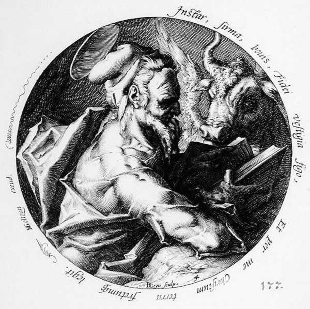 Detail of St. Luke, engraved by Jacob II de Gheyn by Hendrik (after) Goltzius