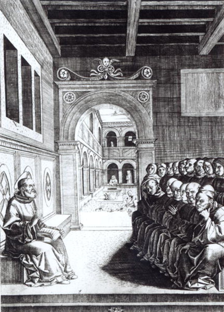 Detail of St. Benedict Preaching in the Monastery by English School