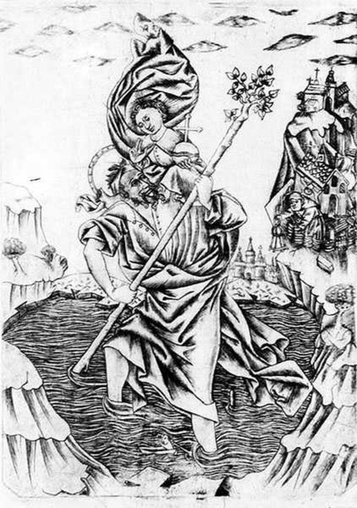 Detail of St. Christopher Carrying Christ across the River by German School