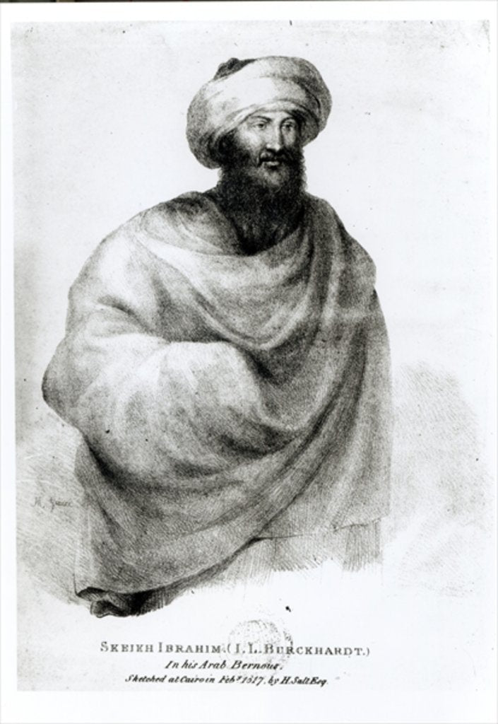 Detail of Portrait of Sheikh Ibrahim, or Johann Ludwig Burckhardt 1817 by Henry Salt