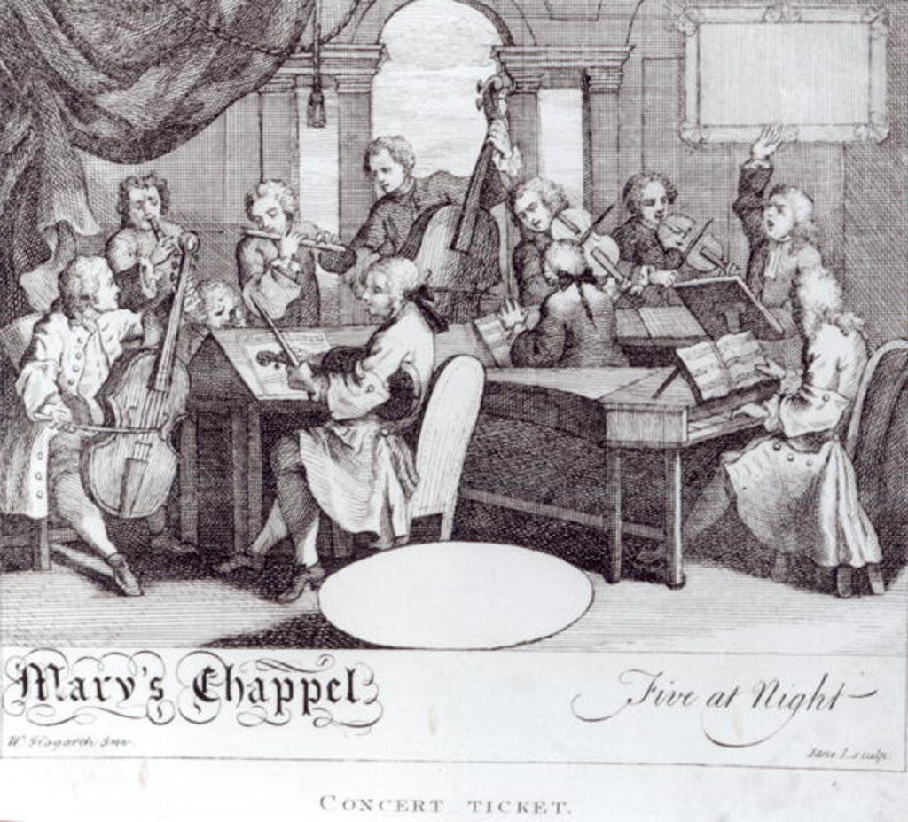 Detail of Concert Ticket for Mary's Chapel by William Hogarth