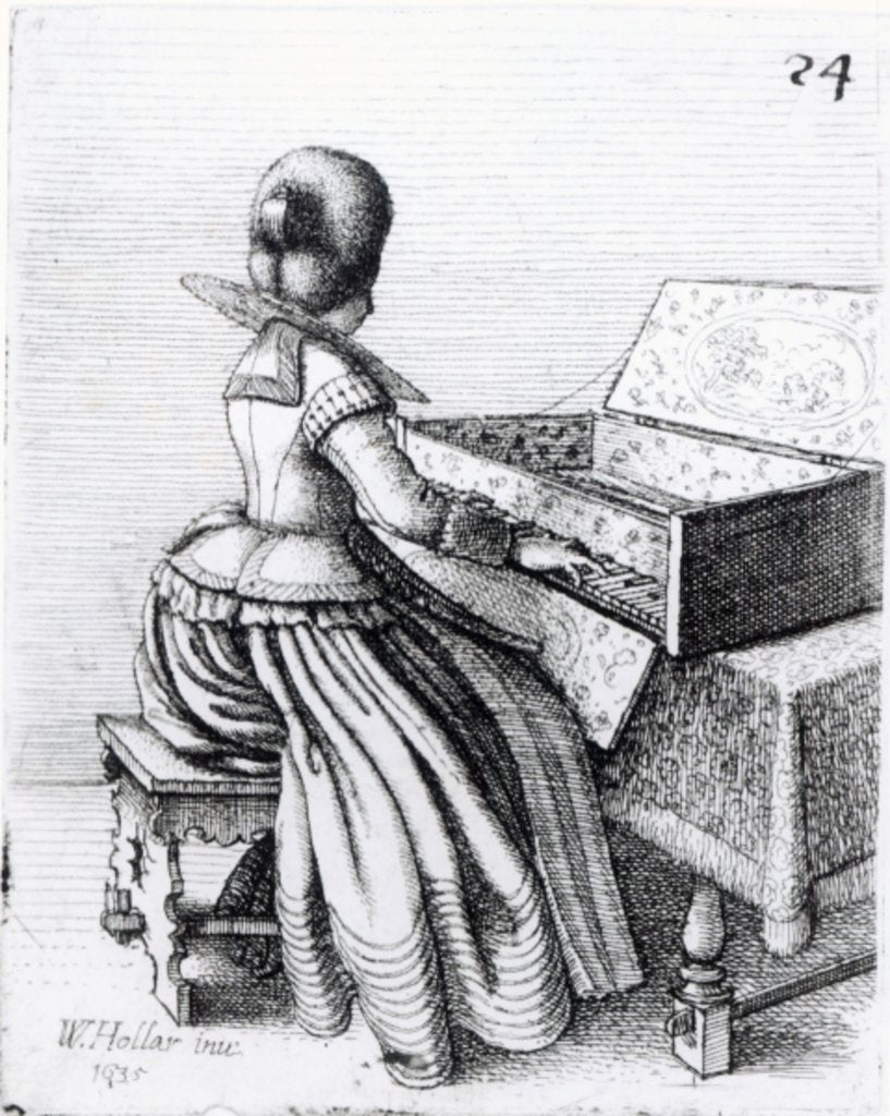 Detail of Woman Playing at a Keyboard, 1635 by Wenceslaus Hollar