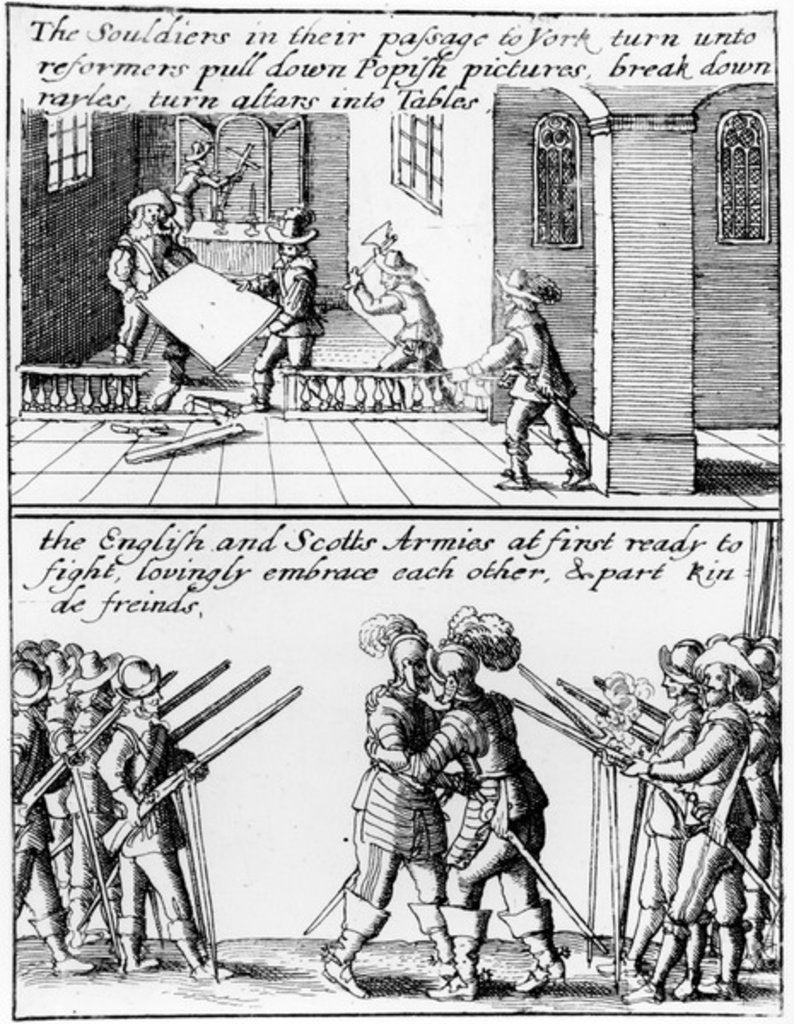 Detail of The English and Scots Armies Embrace and Part Friends by English School