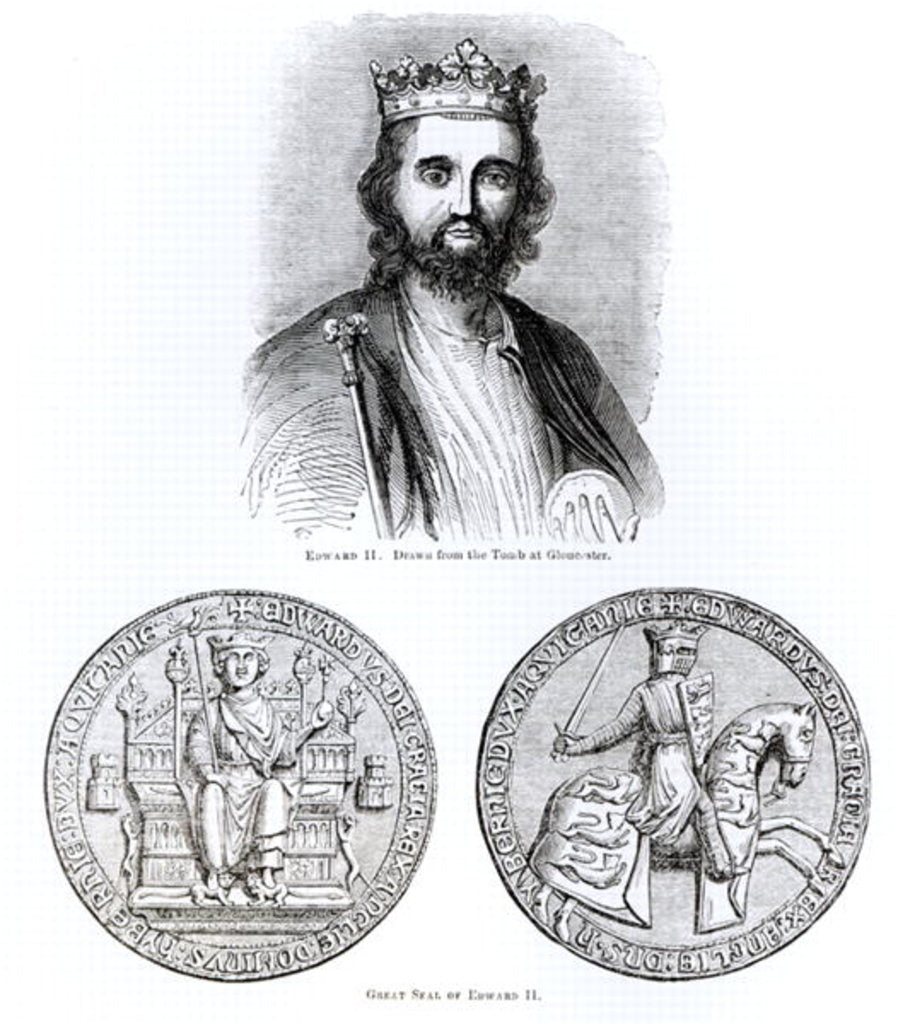 Detail of Edward II drawn from the Tomb at Gloucester, and the Great Seal by English School
