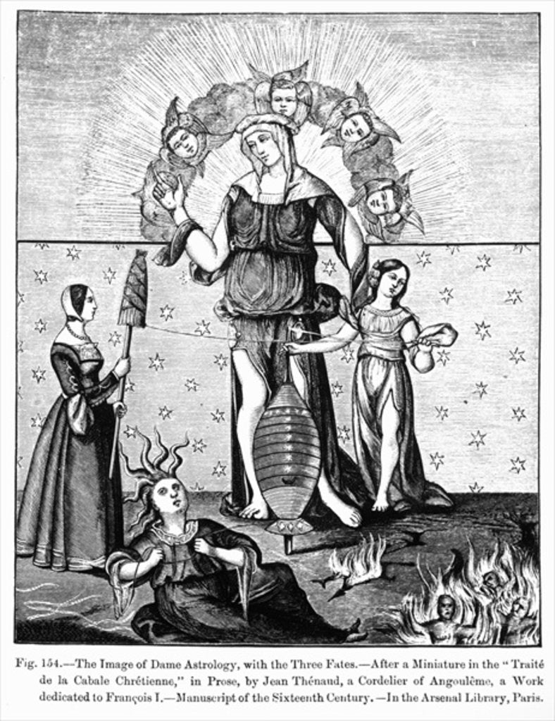 Detail of The Image of Dame Astrology with the Three Fates by (after) French School