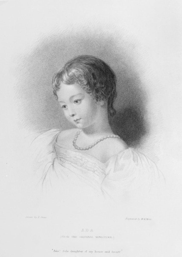 Detail of Portrait of Augusta Ada Byron engraved by W. H. Mote by Frank (after) Stone