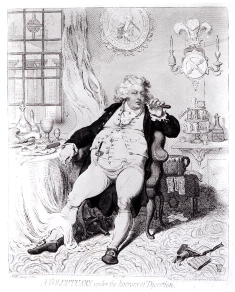 Detail of A Voluptuary under the Horrors of Digestion, published in 1792 by English School