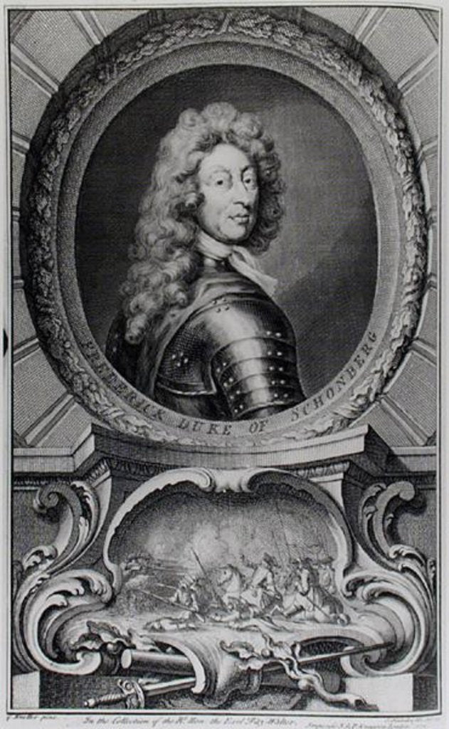 Detail of Frederick, Duke of Schomberg engraved by Jacobus Houbraken by Godfrey Kneller