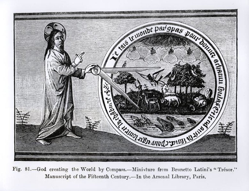 Detail of God Creating the World by Compass by French School