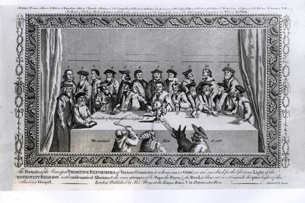 Detail of The Candle of Reformation is Lighted: Meeting of Protestant Reformers from Various Countries by School English