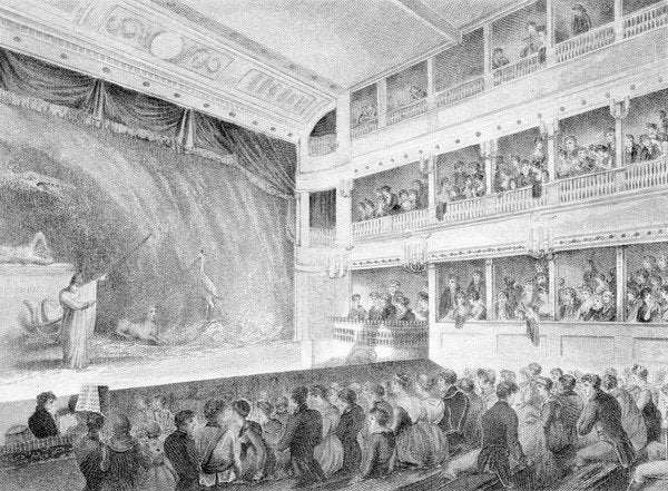 Detail of Interior of the Little Theatre, Haymarket in London, 1815 by George Jones