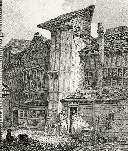 Detail of North East View of an old house lately standing in Sweedon's Passage, Grub Street, 1791 by English School