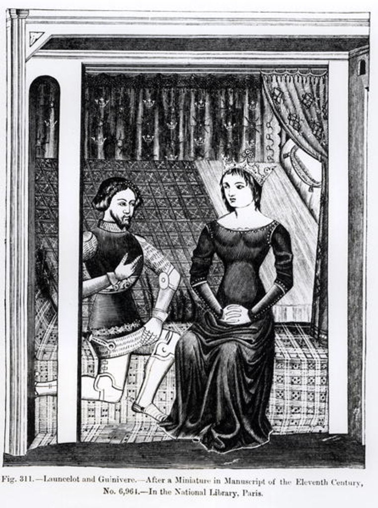 Detail of Lancelot and Guinivere, from a manuscript containing the Arthurian Legend by French School