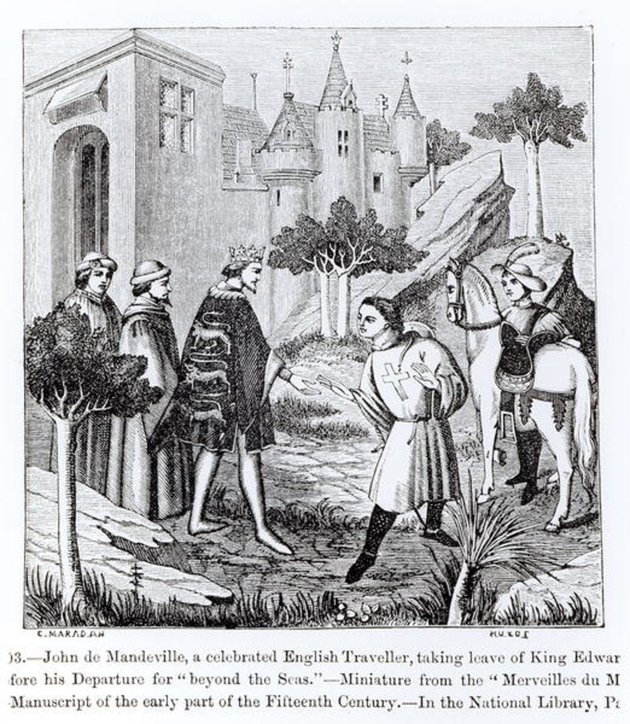 Detail of John de Mandeville taking leave of King Edward III before his departure by French School