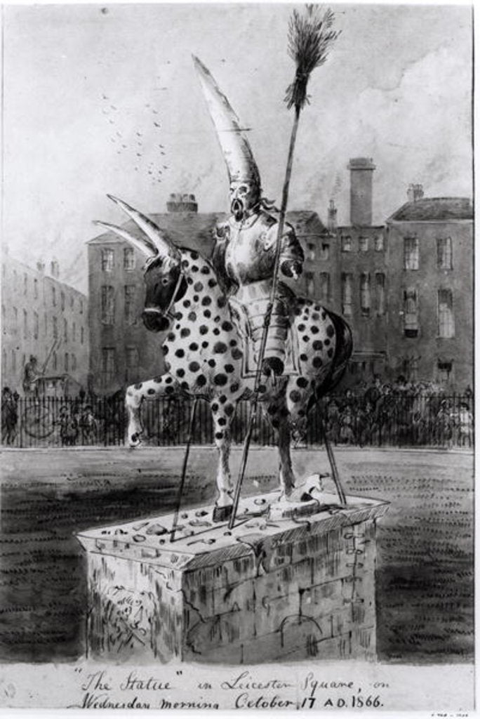 Detail of The Statue in Leicester Square, on Wednesday Morning 17th October 1866 by Ernest Henry Griset