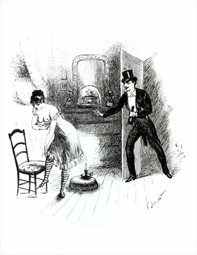 Detail of A man visiting a prostitute by English School