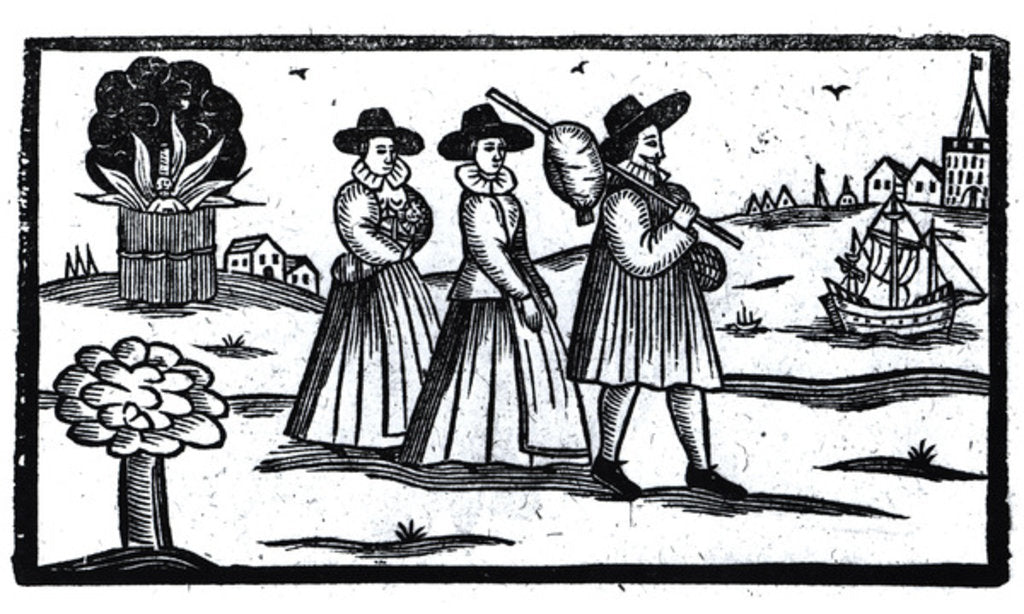 Detail of Pilgrims set sail on the Mayflower by English School