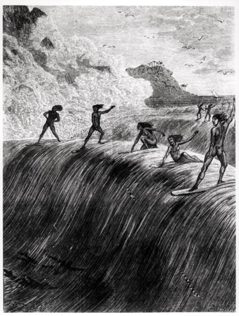 Detail of Natives Surfing in the Sandwich Islands by English School