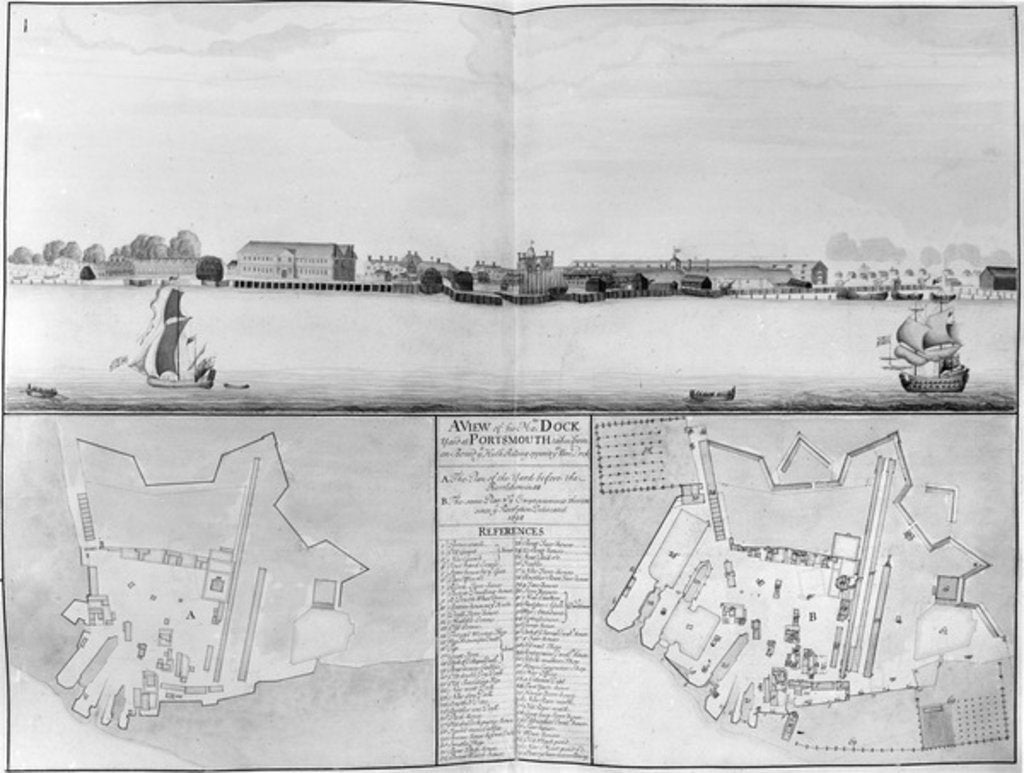 Detail of A View of His Majesty's Dockyard at Portsmouth taken from opposite New Dock, 1698 by English School