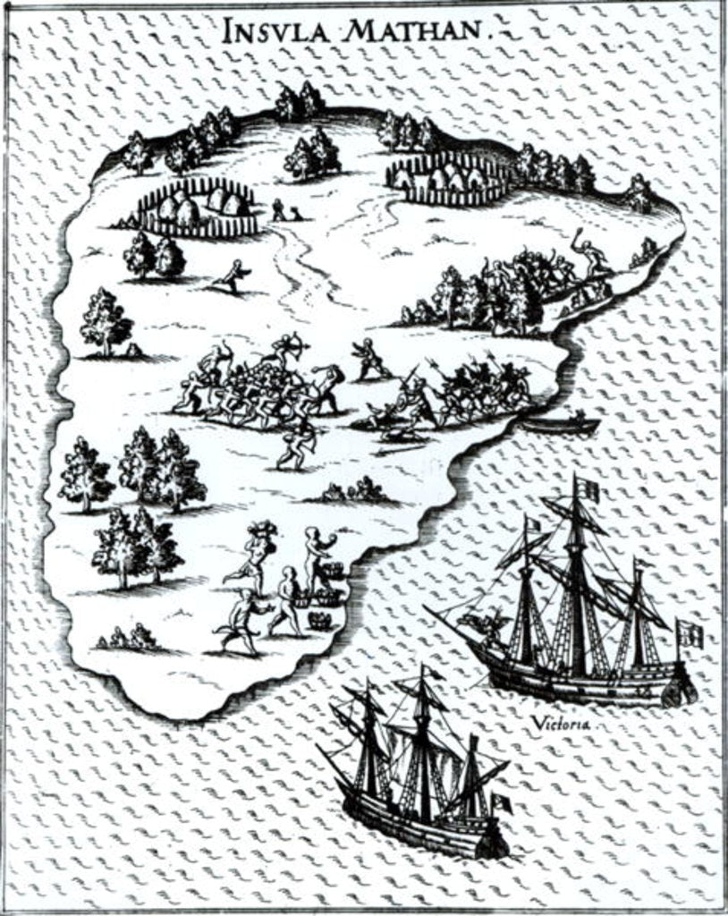 Detail of Ferdinand Magellan Fighting Natives on Mactan Island in 1521 by Portuguese School