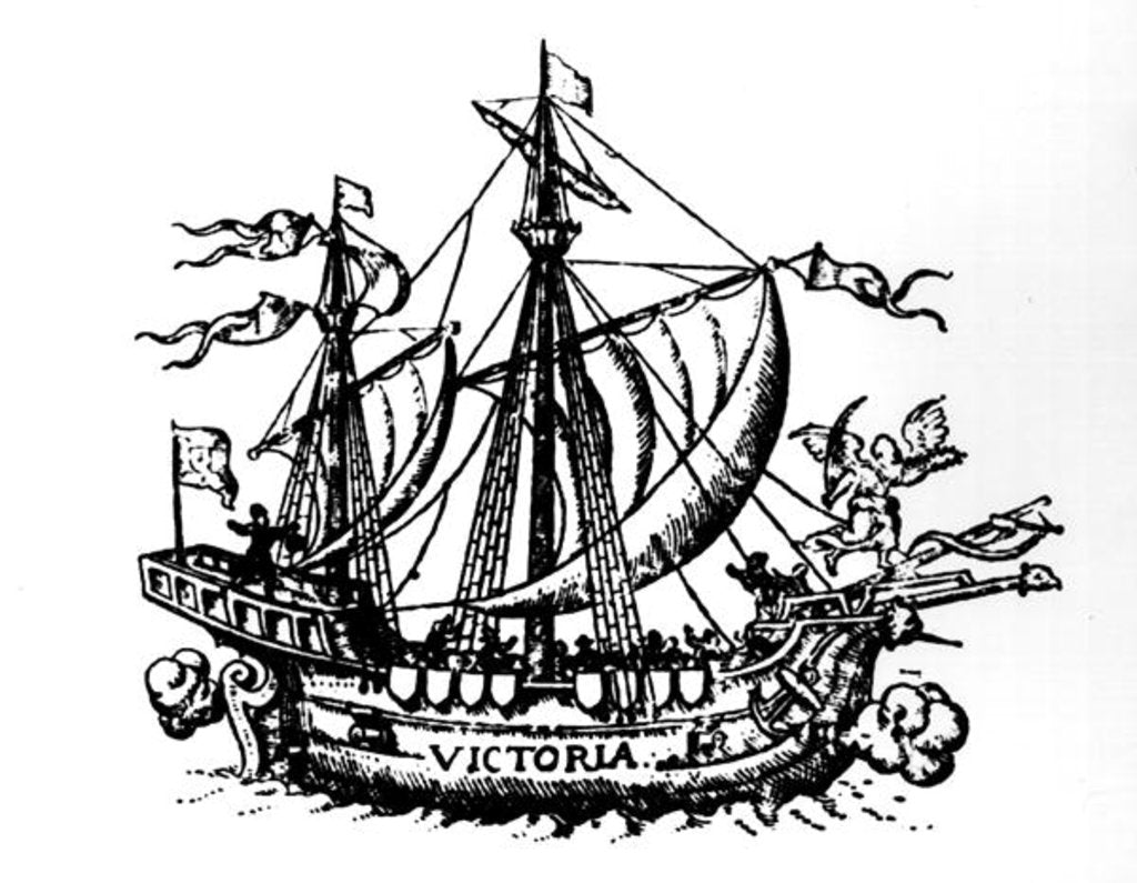 Detail of Ferdinand Magellan's boat 'Victoria', the first to circumnavigate the world by Portuguese School