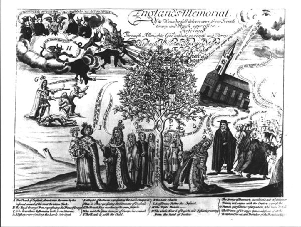 Detail of England's Memorial, William of Orange saving England and Europe from various horrors by English School