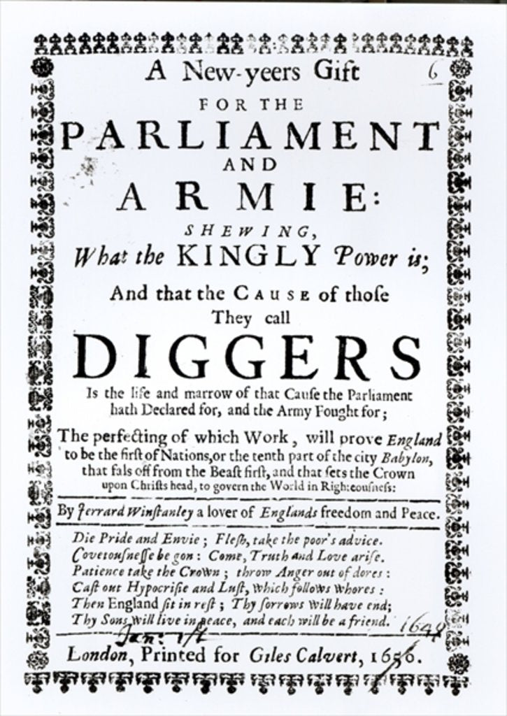Detail of A New Year's Gift for the Parliament and Army, Showing what the Kingly Power is and the Cause of those they call Diggers, published 1650 by English School
