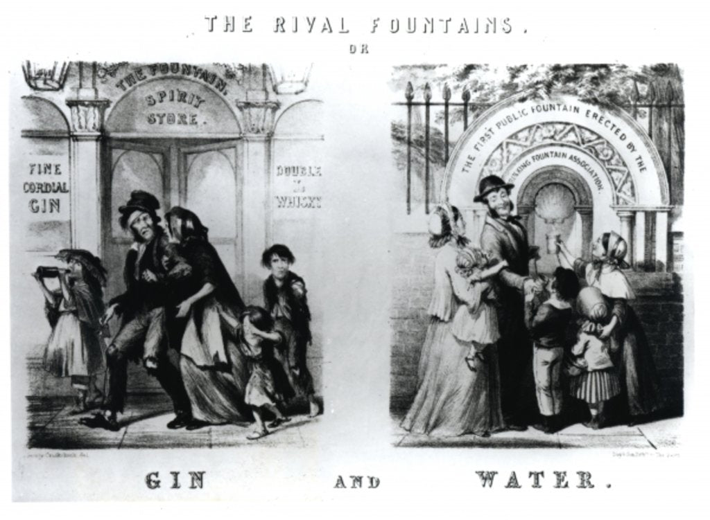 Detail of The Rival Fountains or Gin and Water by George Cruikshank