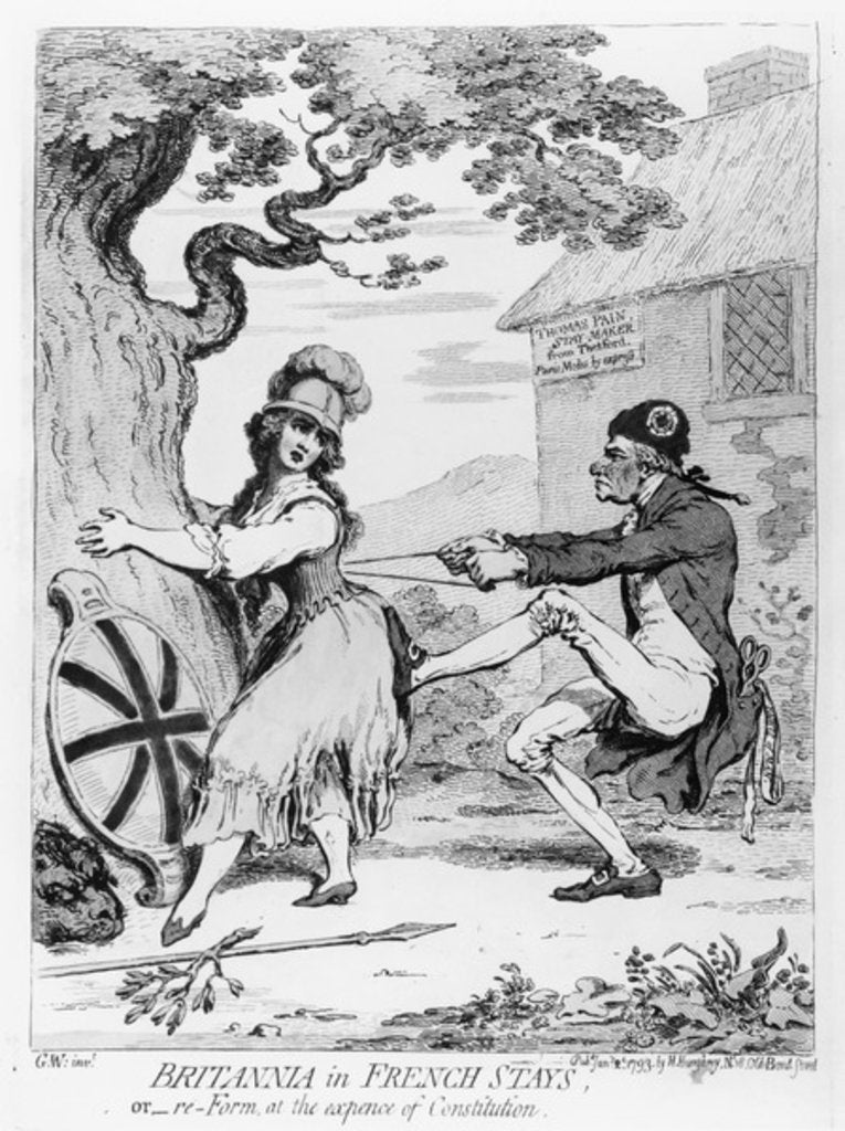 Detail of Britannia in French Stays, or Re-Form at the Expense of Constitution by James Gillray