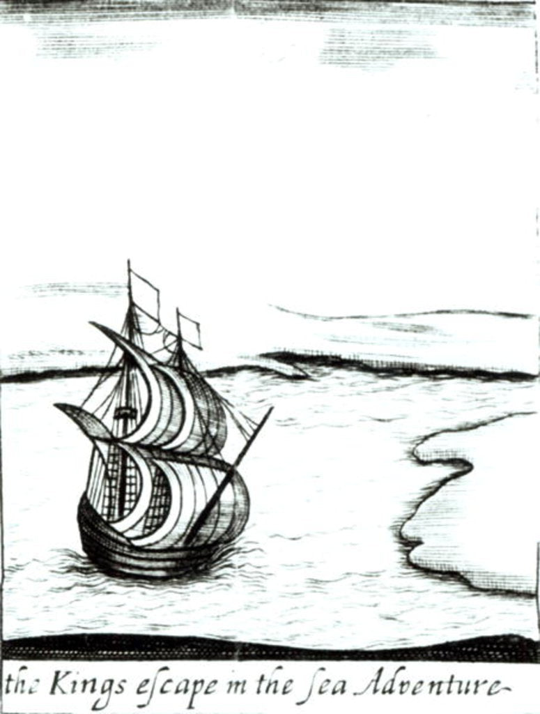 Detail of King Charles II Fleeing England in 1651, published 1660 by English School