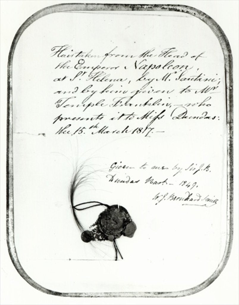 Detail of Hair cut from the head of Emperor Napoleon by Giovanni Natale Santini and given by him to William Temple Franklin, 1816 by Anonymous