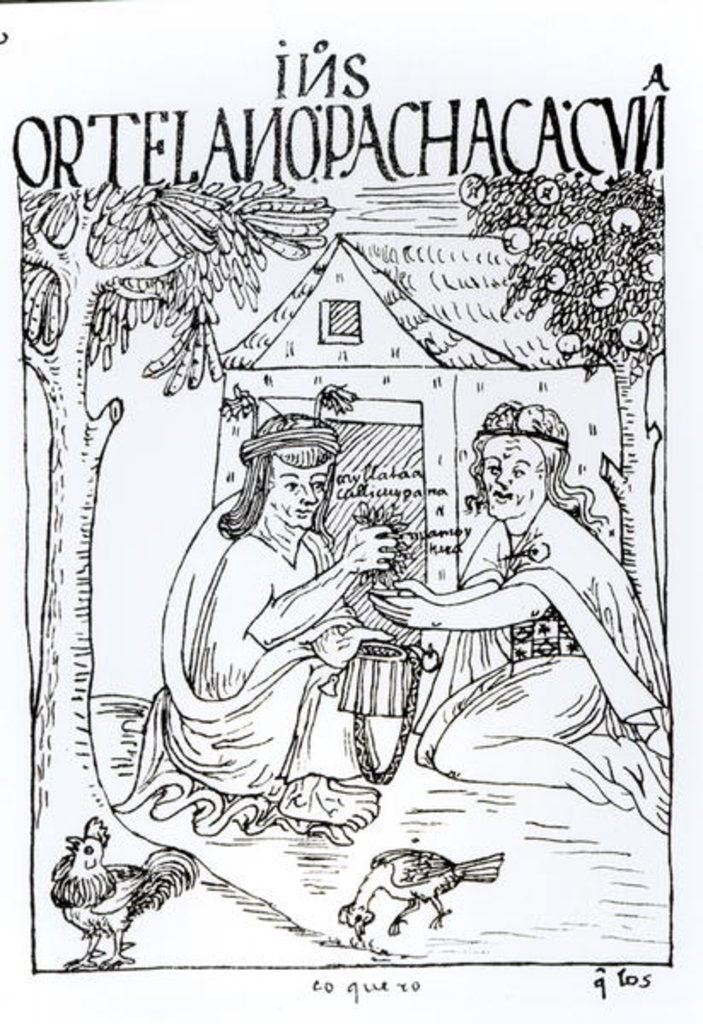 Detail of Coca Addiction by Felipe Huaman Poma de Ayala