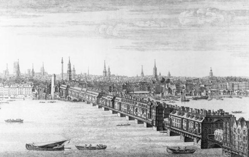 Detail of West Front of London Bridge, 1749 by Nathaniel and Samuel Buck