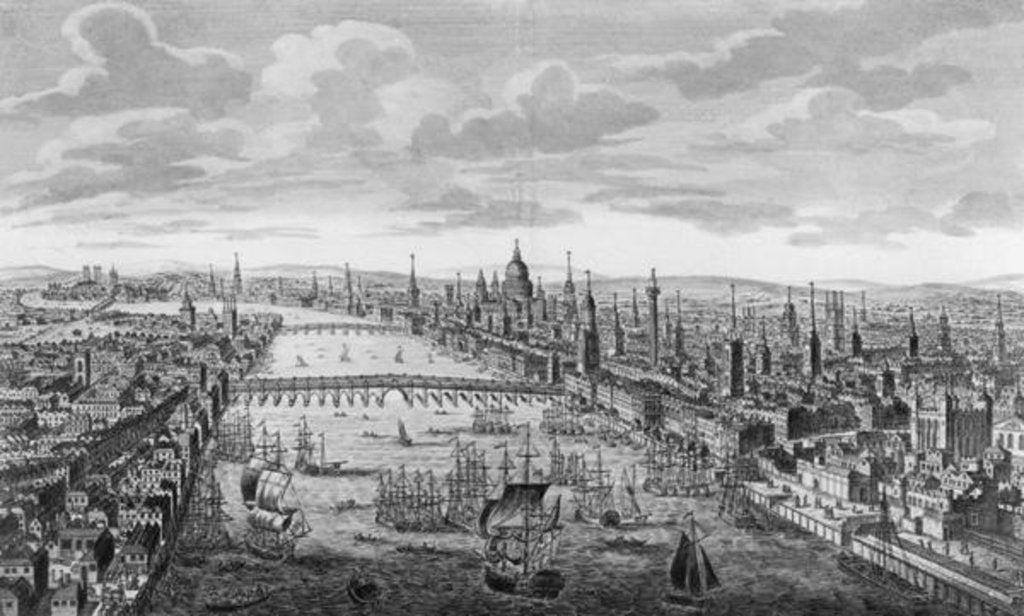 Detail of A General View of the City of London next to the River Thames, c.1780 by English School