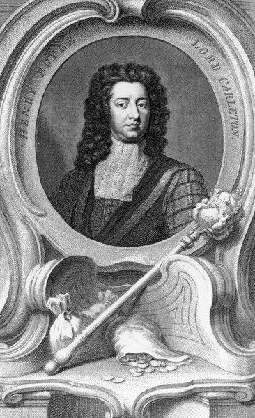 Detail of Henry Boyle, Lord Carleton engraved by Jacobus Houbraken, 1740 by Godfrey Kneller (after)