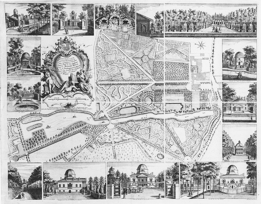Detail of Chiswick House from plan of Chiswick, 1736 by John Rocque