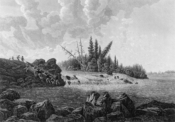 Detail of The Trout Fall, 1819 by Edward Francis Finden