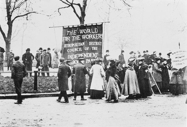 Detail of Gathering for a demonstration, c.1910 by Anonymous