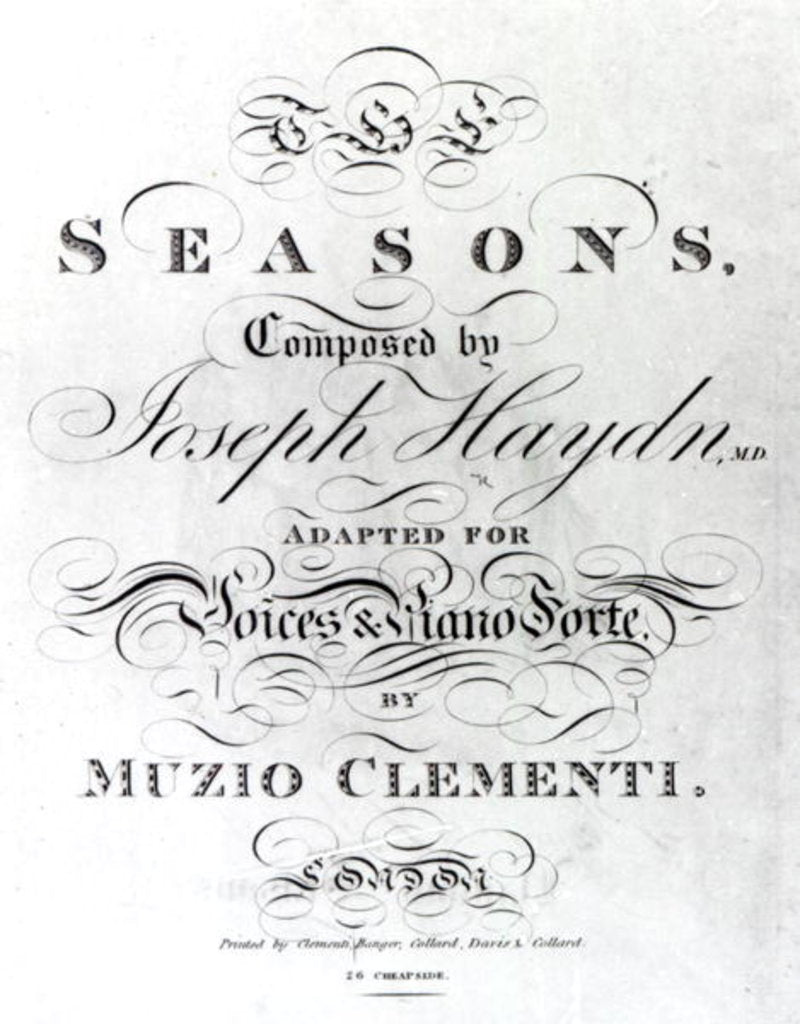 Detail of Cover of the score sheet of 'Seasons' by Joseph Haydn by English School
