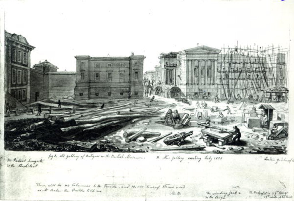 Detail of Building the New Gallery of the British Museum by George the Elder Scharf